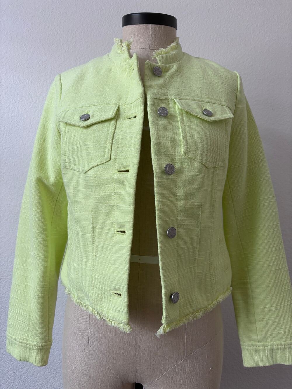 Banana Republic - NWT Bright Green Tweed Jacket Size 2 - Picture 1 of 11